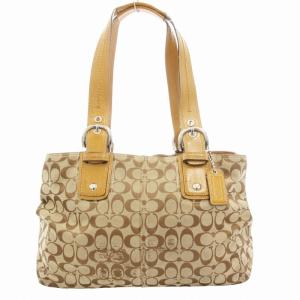 F13118 ソーホー シグネチャー ハンドバッグ トート 肩掛け キャンバス レザー 茶 ブラウン /GV