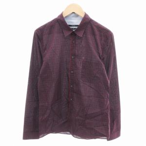 シャツ チェック柄 長袖 42 黒 紫 ブラック パープル /HO GY18