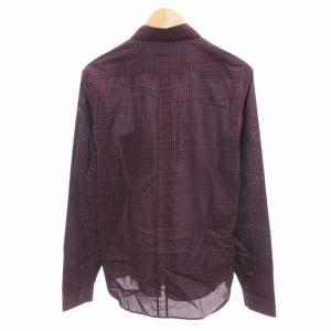 GUCCI シャツ チェック柄 長袖 42 黒 紫 ブラック パープル /HO GY18