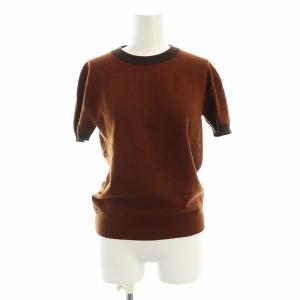 ニット セーター 半袖 ココマーク 金ボタン ロゴ 茶 ブラウン GY11 /MQ