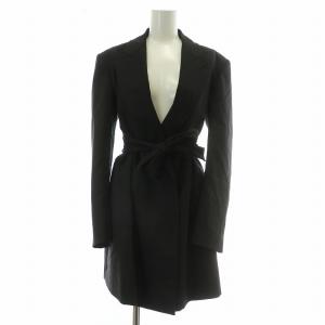 テーラードジャケット ウール ロング丈 40 ブラック