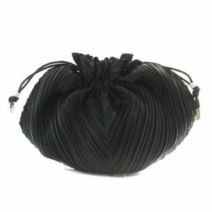 巾着 ポーチ 小物入れ ミニ プリーツ 黒 ブラック /XZ GY11