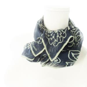 GIORGIO ARMANI スカーフ 大判 スクエア 透け感 シルク 絹 花柄 イラスト 緑 グリーン /CK16 GY18