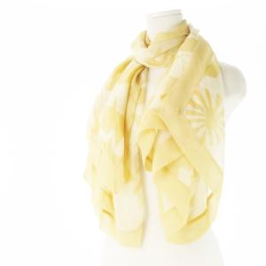 スカーフ ストール 超大判 スクエア 透け感 シルク 絹 貝殻柄 マリン柄 総柄 ペールオレンジ /CK17