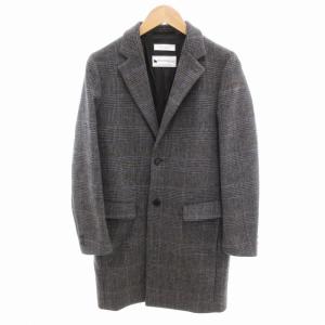 チェスターコート グレンチェック ウール ロング丈 S グレー /HO GY17