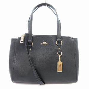 良品　コーチ　ハンドバッグ　ハンプトンズ　シグネチャー　キャンバス　肩掛け　黒 COACH - 【良品】コーチ ショルダーバッグシグネチャー