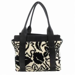 トートバッグ ハンドバッグ ボタニカル 花柄 シュニール織 黒 白 ブラック ホワイト /HO GY18