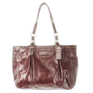 ハンドバッグ エナメルレザー 革 ロゴ マルーン 紫 パープル F15253 /CK14 GY18