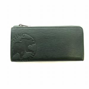 財布 二つ折り ミニ キャンバス レザー ロゴ カーキ 茶色