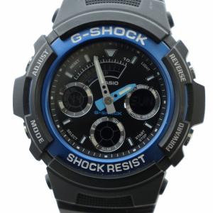 腕時計 ウォッチ クォーツ 黒文字盤 カレンダー付き アナデジ ロゴ 黒 ブラック AW-591 GY18