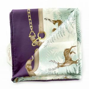 Christian Dior スポーツ SPORTS スカーフ ストール バンダナ マフラー ロゴ 動物 馬 総柄 白 ホワイト 紫