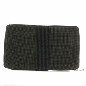 エールラインパースGM 長財布 キャンバス ラウンドファスナー Hロゴ 総柄 黒 ブラック /XZ GY11