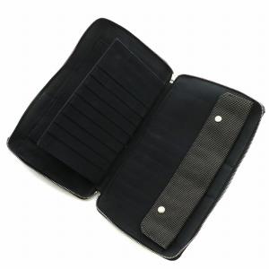 HERMES エールラインパースGM 長財布 キャンバス ラウンドファスナー Hロゴ 総柄 黒 ブラック /XZ GY11