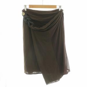 GUCCI 巻きスカート ラップスカート ひざ丈 レーヨン 38 S 茶 ブラウン /MW GY18