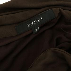 GUCCI 巻きスカート ラップスカート ひざ丈 レーヨン 38 S 茶 ブラウン /MW GY18