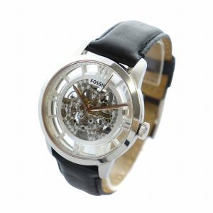 FOSSIL 腕時計 ウォッチ 自動巻き スケルトン ロゴ 20石 レザーベルト シルバー色 ME3041 GY18