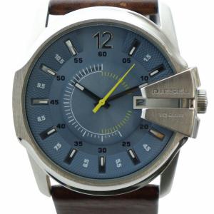 腕時計 ウォッチ クォーツ カレンダー付き レザーベルト ロゴ 青文字盤 シルバー色 DZ-1399 GY18