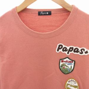 Papas スウェット トレーナー ロゴ ワッペン 長袖 M ピンク /HO GY18