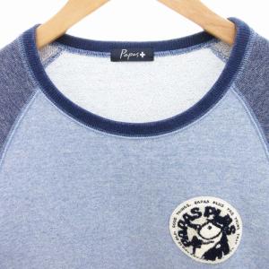Papas スウェット トレーナー ロゴ ワッペン バイカラー M 青 ブルー /HO GY18