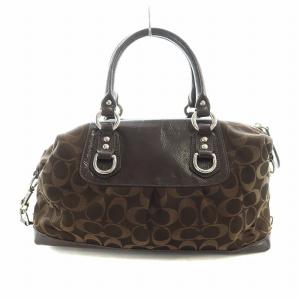 COACH ハンドバッグ ワンショルダー キャンバス レザー ロゴ 茶 ブラウン F15443 GY18 /MQ