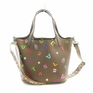 ハンドバッグ ショルダー 2WAY ロゴ バケツ型 総柄 PVC 茶 ブラウン 087722 GY18