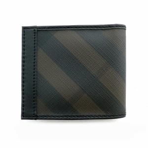 BURBERRY 二つ折り財布 チェック柄 PVC ダークブラウン ブラウン