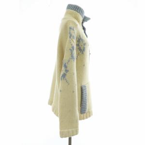 BURBERRY BLUE LABEL ニット セーター 長袖 ウール ハイネック プルオーバ トグルボタン L アイボリー 青 ブルー /XZ