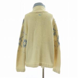 BURBERRY BLUE LABEL ニット セーター 長袖 ウール ハイネック プルオーバ トグルボタン L アイボリー 青 ブルー /XZ