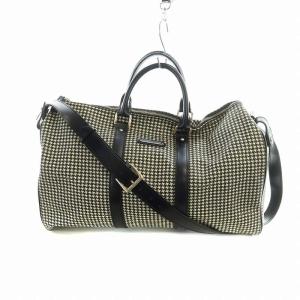 ボストンバッグ ショルダー 2WAY 旅行カバン ロゴ PVC レザー 千鳥格子 大容量 黒 ブラック