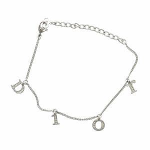 ブレスレット アクセサリー ラインストーン ロゴ チャーム シルバー色 GY18 /MQ OH