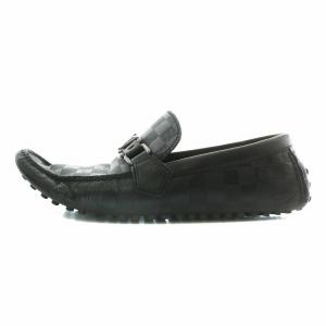 ホッケンハイム ドライビングシューズ ローファー レザー ラウンドトゥ チェック柄 ロゴ シルバー金具