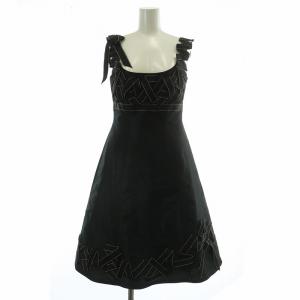 コレクション Collection ワンピース ノースリーブ ひざ丈 グログランリボン 0 S 黒 ブラック