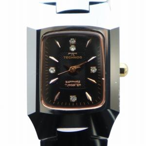 腕時計 ウォッチ クォーツ 黒文字盤 ロゴ スクエア シルバー色 T9782 GY18 /MQ