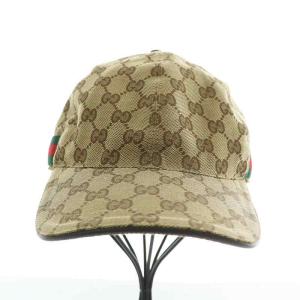 GUCCI ベースボールキャップ GGキャンバス シェリーライン XL ブラウン 200035