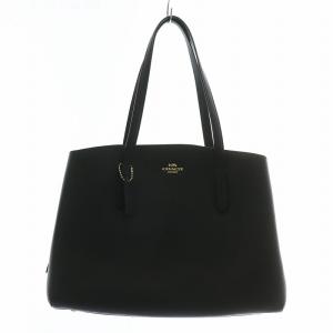 チャーリー キャリーオール40 トートバッグ ハンド レザー オープントップ ロゴ ゴールド金具 黒 ブラック