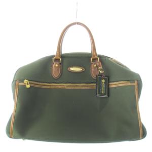 ボストンバッグ 旅行カバン 2way ショルダーバッグ キャンバス レザー 革 ロゴ ポーチ付き 緑 グリーン