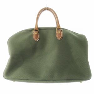 Samsonite ボストンバッグ 旅行カバン 2way ショルダーバッグ キャンバス レザー 革 ロゴ ポーチ付き 緑 グリーン