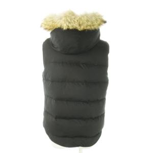 theory luxe ダウンベスト ジップアップ フーディー コヨーテファー 毛皮 40 L 黒 ブラック /AO14 GY11