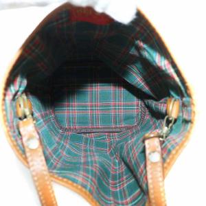 KENZO ショルダーバッグ 巾着 レザー オープントップ 花柄 総柄 内側チェック柄 黒 ブラック 茶色 ブラウン