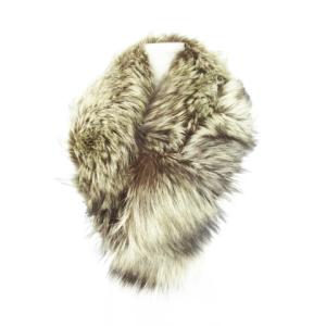 銀サガ ファーティペット マフラー フォックス 毛皮 ミックスカラー ボリューム 茶 ブラウン /AH5