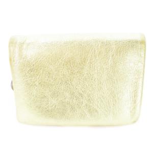 TSUMORI CHISATO 二つ折り財布 ウォレット 小銭入れあり レザー 革 ターンロック金具 ハク 猫 キャットモチーフ ゴールドカラー