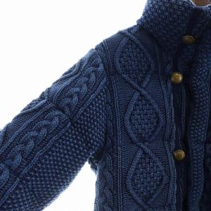 The DUFFER of ST.GEORGE インディゴ染め ケーブル編み ニット ダウン ジャケット L ブルー