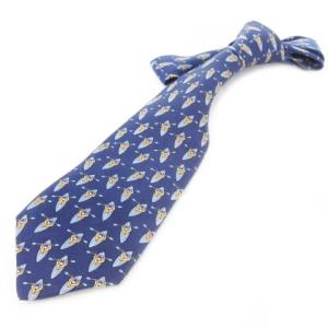 ネクタイ レギュラー シルク 絹 カヌー柄 カヤック柄 総柄 紺 ネイビー 青 ブルー /CK26 GY11