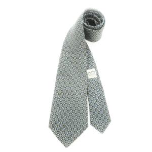 ネクタイ シルク 絹 レギュラー ロゴ チェーン 総柄 黒 ブラック 青 ブルー /AH3 GY11