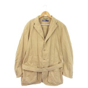 テーラードジャケット ワークジャケット 背抜き センターベント 3B コットン ベルト LL ベージュ