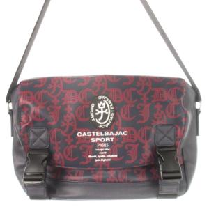 SPORT ショルダーバッグ メッセンジャー PVC レザー 革 ラバーロゴ バックル 紺 ネイビー /CK6