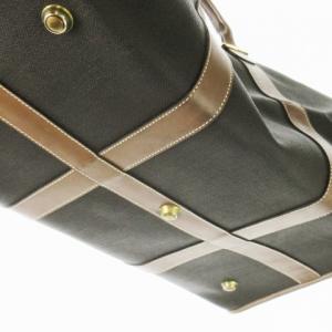 dunhill ボストンバッグ 旅行カバン PVC レザー 革 カデナ IDカードケース 総柄 ヘリンボーン ロゴ 茶