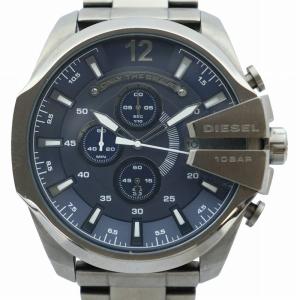 ジャンク品 腕時計 ウォッチ クォーツ クロノグラフ カレンダー付き 青文字盤 シルバー色 DZ-4329