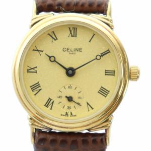 腕時計 ウォッチ クォーツ スモセコ ゴールド文字盤 ロゴ ローマン レザーベルト ベルト社外品 ゴールド色