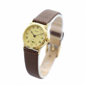 CELINE 腕時計 ウォッチ クォーツ スモセコ ゴールド文字盤 ロゴ ローマン レザーベルト ベルト社外品 ゴールド色